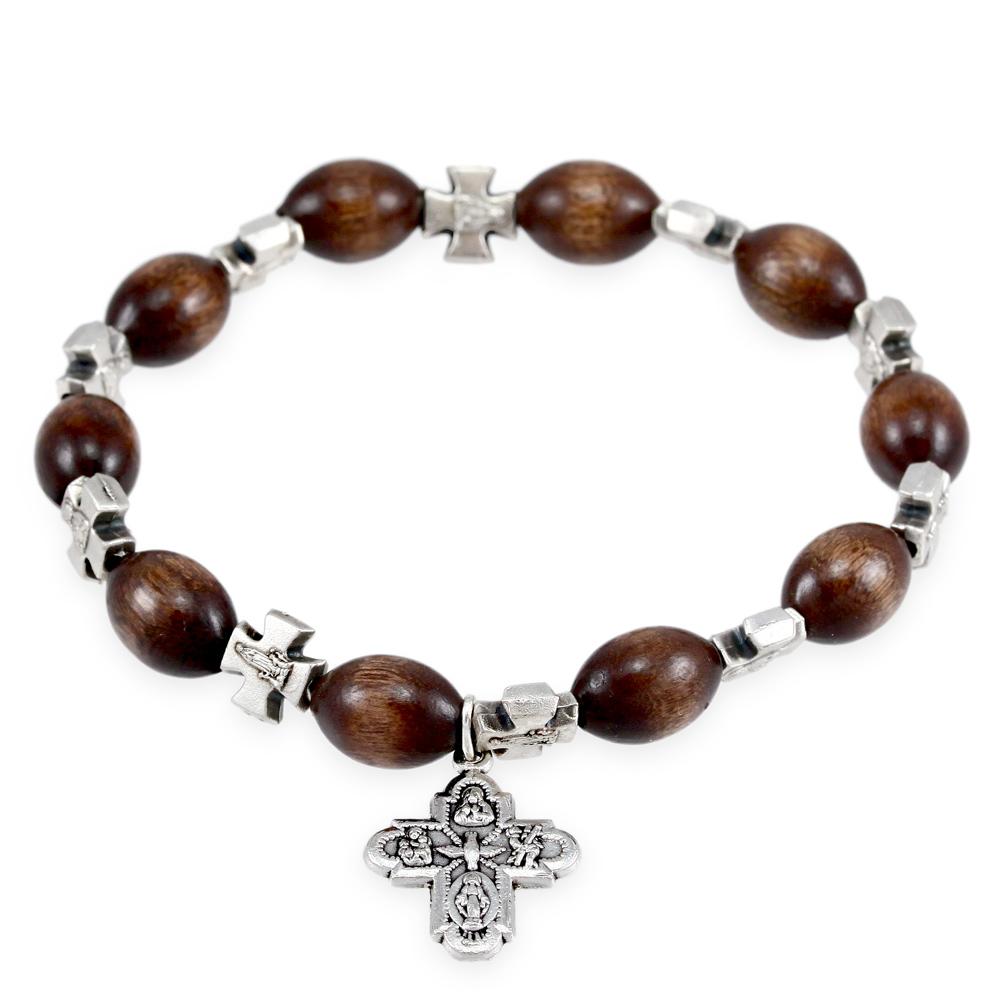 Rosary Bracelet Large Wood Bead
