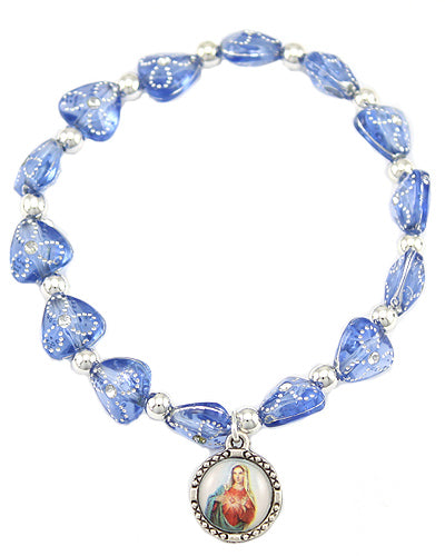 Catholic Rosary Bracelet, Sacred Heart of Mary Medal