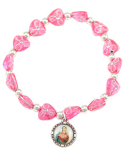 Catholic Rosary Bracelet, Sacred Heart of Mary Medal
