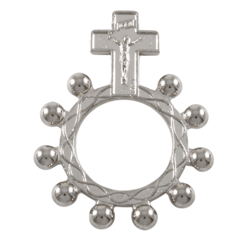 Finger Ring One Decade Rosary Silver Tone
