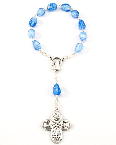 Decade Catholic Rosary, Oval Glass Beads