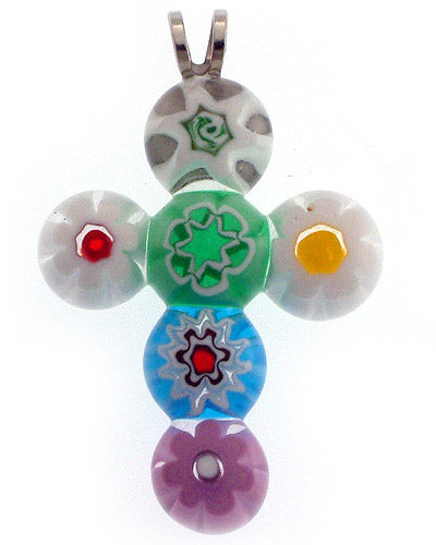 Murano Beads Cross Catholic Pendant