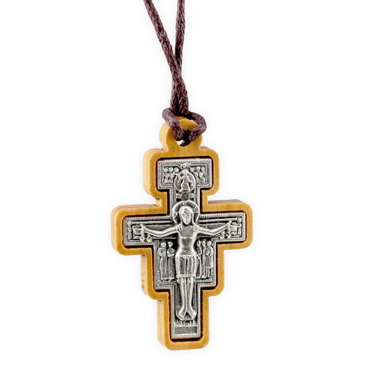 San Damiano Wooden Crucifix Pendant