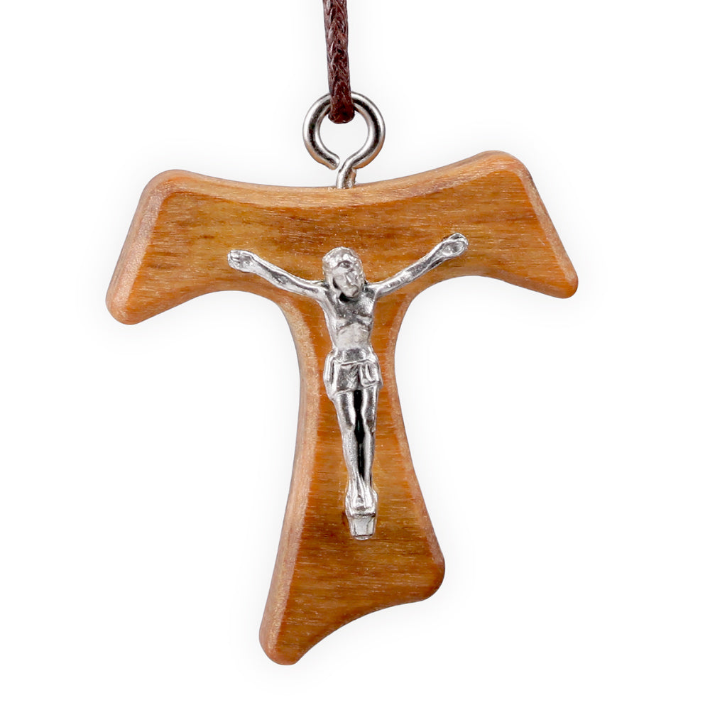Tau Wooden Crucifix Pendant