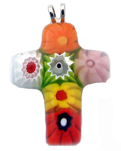 Murano Glass Beads Cross Catholic Pendant