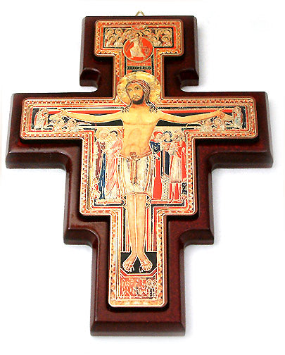 Catholic Wooden San Damiano Wall Crucifix