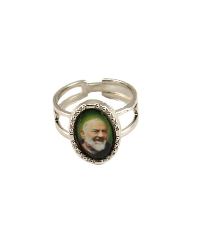Padre Pio Silver Catholic Ring