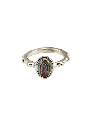 Our Lady of Guadalupe Silver Catholic Rosary Ring
