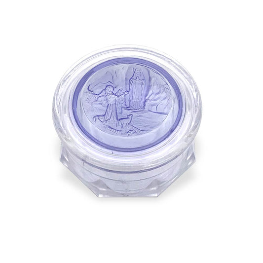 Our Lady of Lourdes Plastic Rosary Box Blue Top