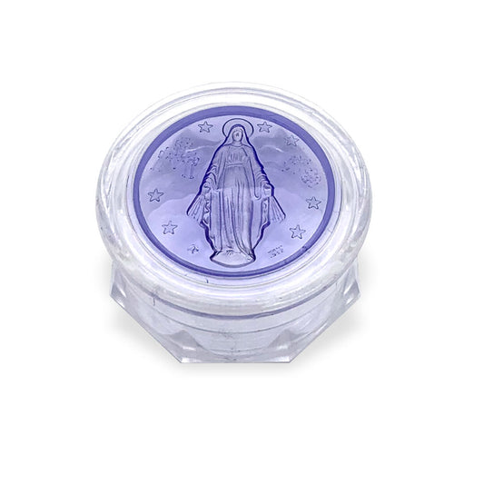 Our Lady of Miracles Plastic Rosary Box Blue Top