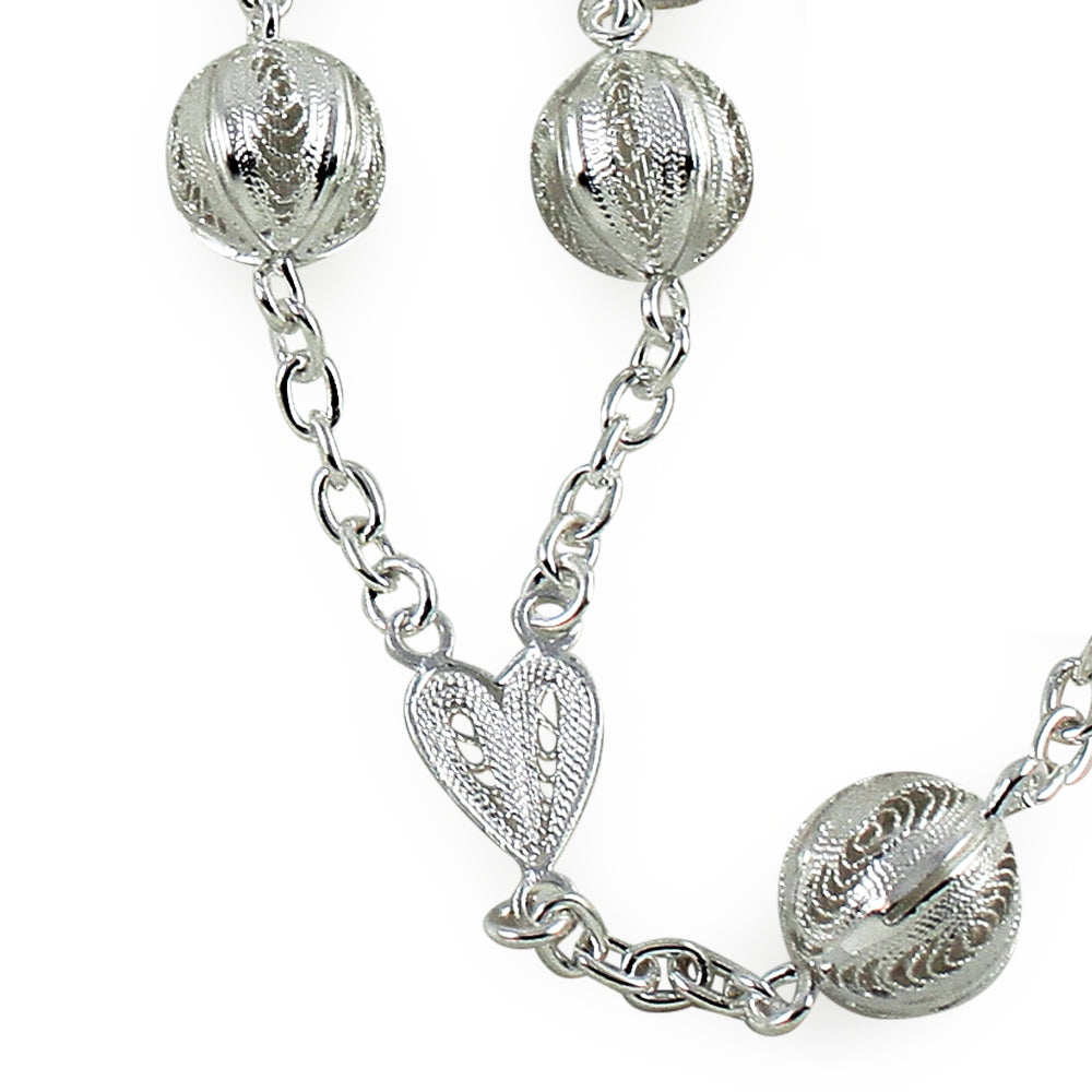SIlver Beads Rosary
