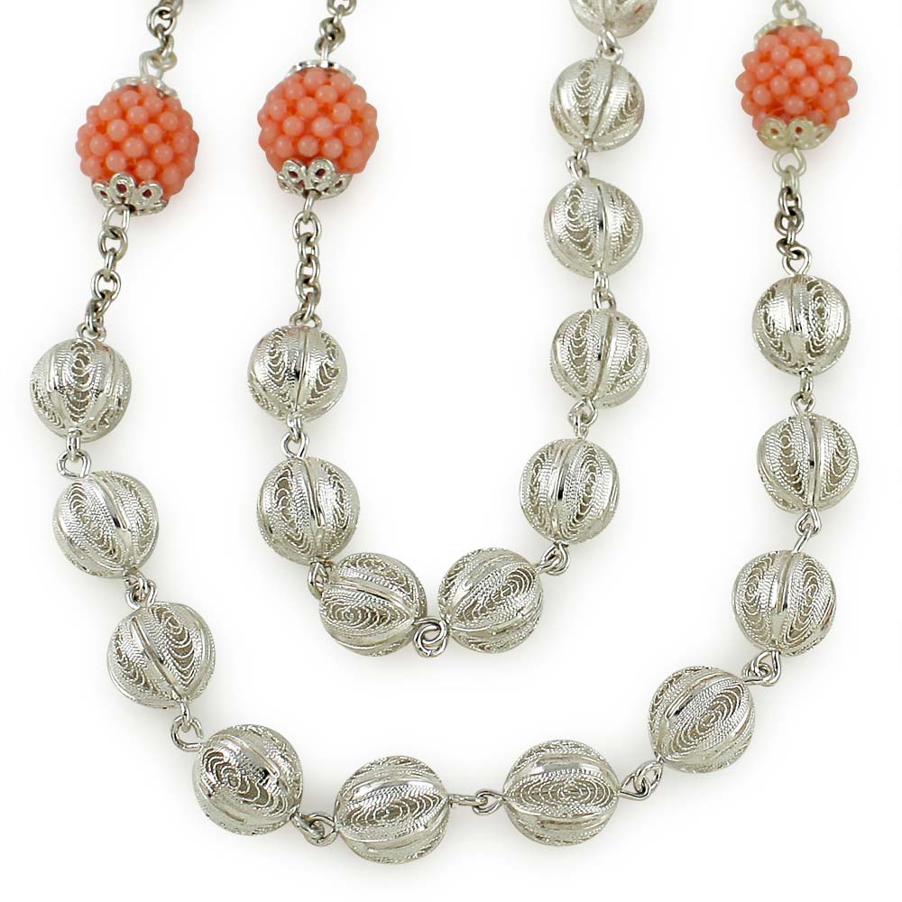  Rosary Coral Sterling Silver