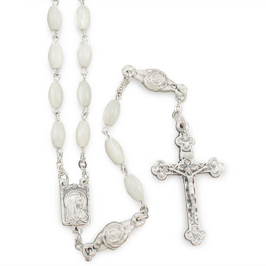 Catholic Rosary Our Lady of Lourdes Mother of Pearl Oval Beads