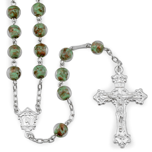 Gold Fleck Glass Beads Catholic Rosary