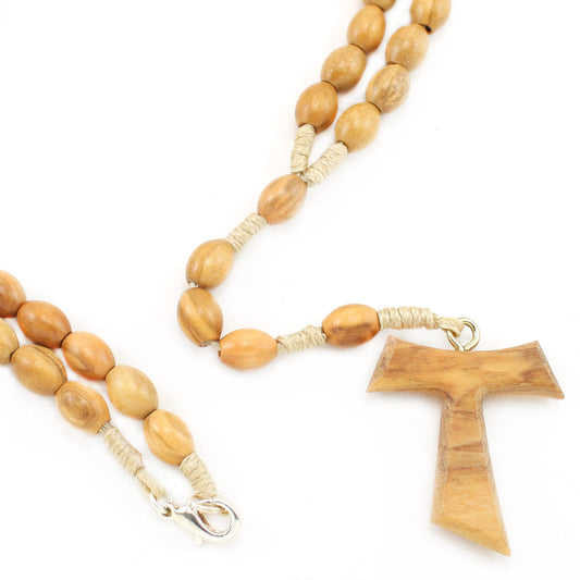 Olive Wood Tau Catholic Rosary