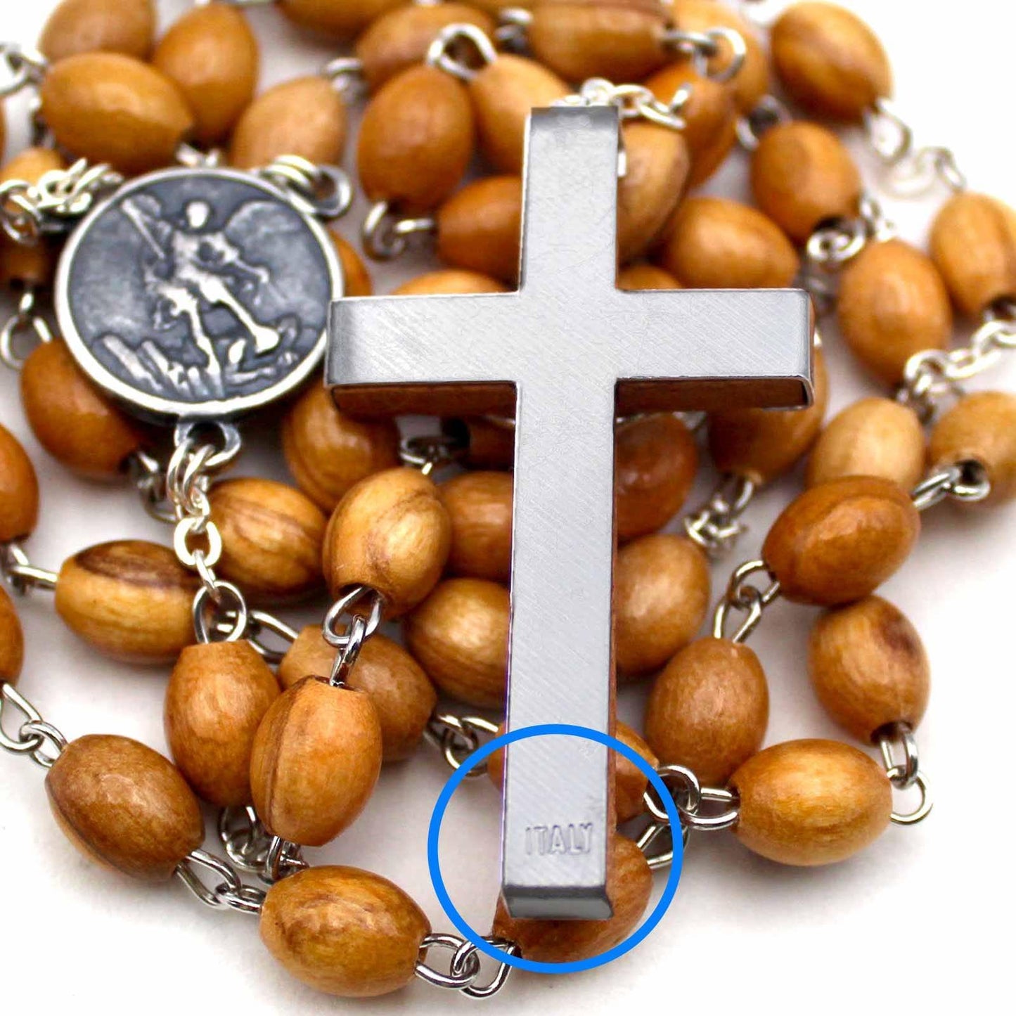 St. MIchael Olive Wood Rosary Made in Italy