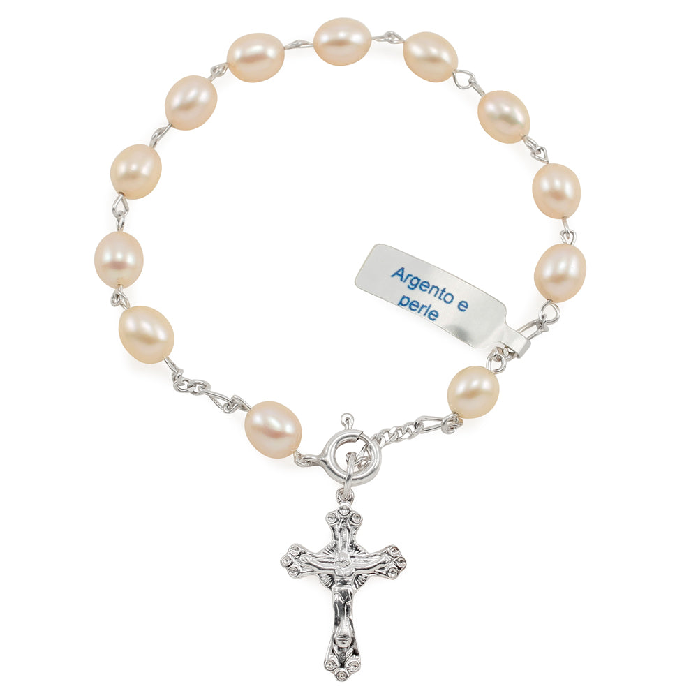 Pink Pearl Beads Rosary Catholic Bracelet
