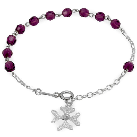 Silver Catholic Rosary Bracelet