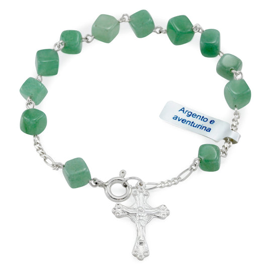Aventurina Beads Catholic Rosary Bracelet