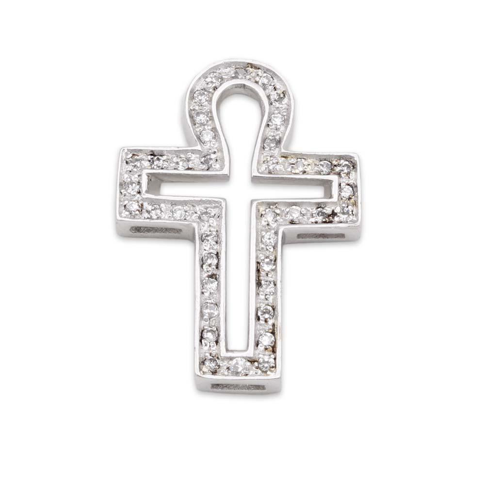 Sterling Silver Cross Pendant with Crystals