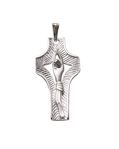 Crucifix Catholic Pendant Two-Sided Sterling Silver
