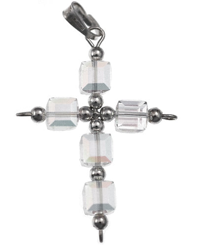 Clear Swarovski Crystal Cross Catholic Pendant