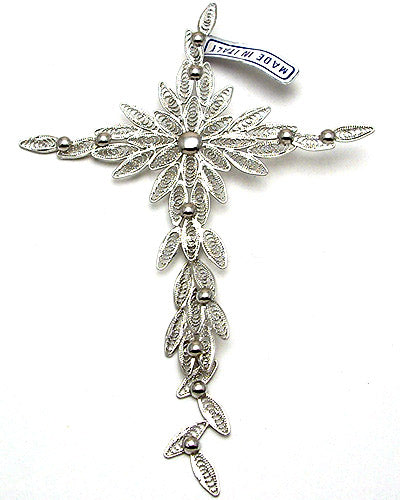 Sterling Silver Filigree Cross Catholic Pendant
