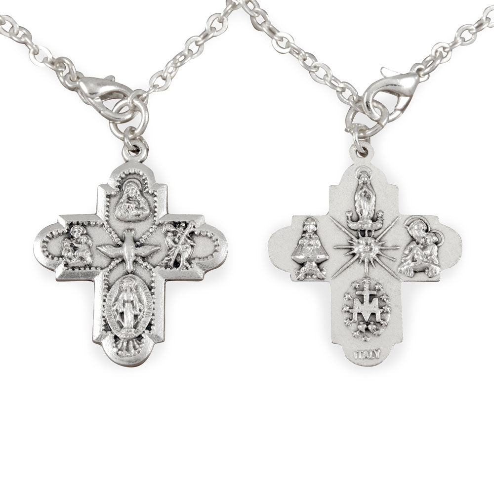 Four Way Cross Rosary Bracelet Clear Crystal Beads 