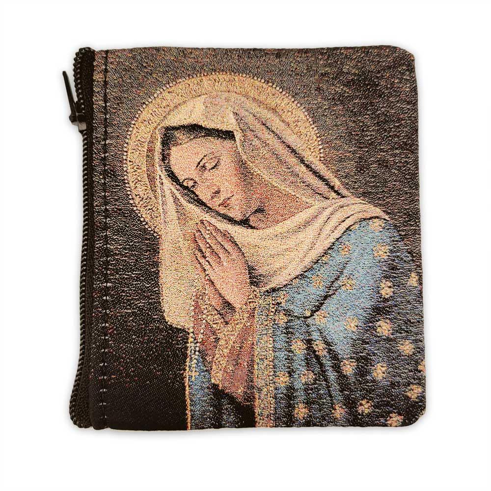 Mary Embroidered Rosary Pouch