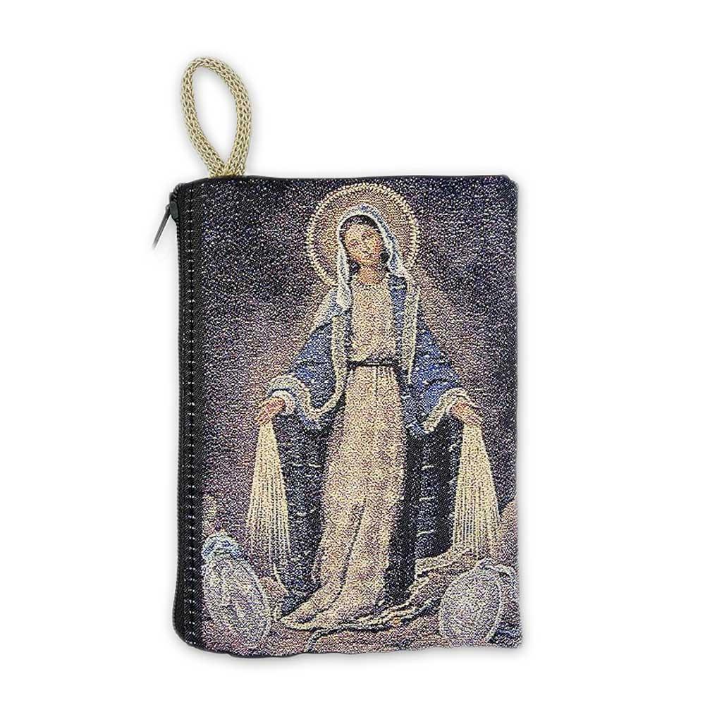 Large Embroidered Rosary Pouch Our Lady of Miracles