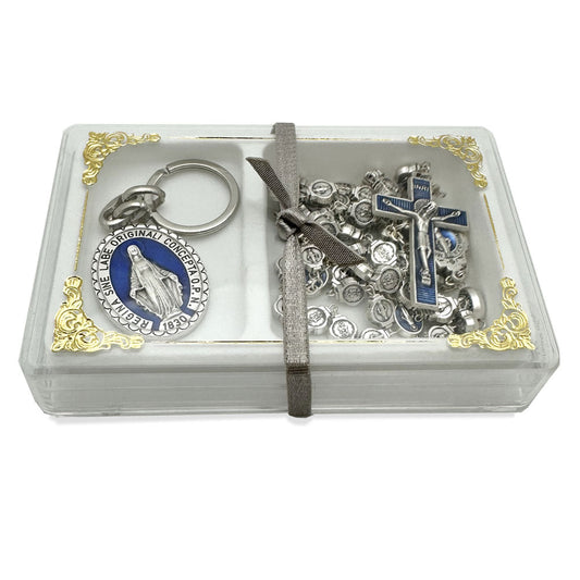 Miraculous Medal Rosary and Keychain Gift Set