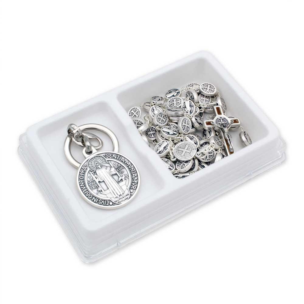 Saint Benedict Rosary Gift Set with Keychain