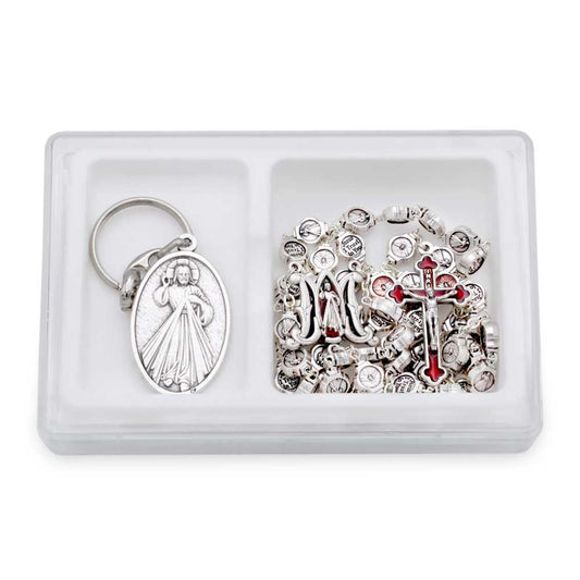 Divine Mercy Rosary Gift Set w/ Keychain