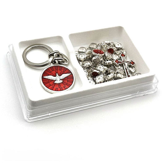 Confirmation Gift Set Holy Spirit Rosary and Keychain